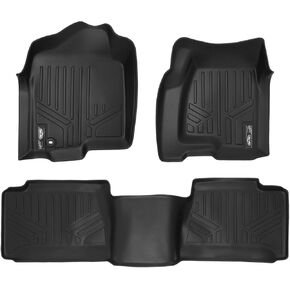 MAXLINER Floor Mats 2 Row Liner Set Black for 2001-2007 Silverado/Sierra 1500/2500/3500 Extended Cab Classic Body Style
