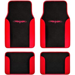 BDK Red All Weather Heavy Duty Car Floor Mats Interior Liners for Auto Van Truck SUV, Fits Front & Rear
