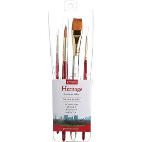 Princeton Heritage, Series 4050, Synthetic Sable Paint Brush for Watercolor, Set of 4