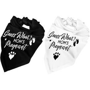 Guess What? My Mom is Pregnant, Pregnancy Announcement Dog Bandana, Gender Reveal Photo Prop Pet Scarf Decorations Accessories, Pet Scarves Dog Lovers Owner Gift,Pack of 2 (Black)