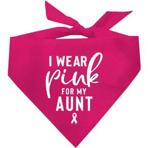 I Wear Pink for My Aunt Cancer Ribbon Breast Cancer Dog Bandana (Baby Pink, XS 298)