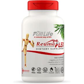 Full Life Reuma-Art Flex - Herbal Supplements with Bovine Collagen and Turmeric - Healthy Skin, Hair and Nails - Kosher, Gluten-Free - 120 Veggie Capsules