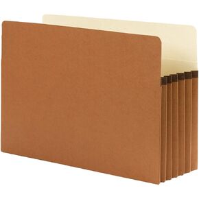 Smead 100% Recycled File Pocket, Straight-Cut Tab, 5-1/4" Expansion, Legal Size, Redrope, 10 per Box (74206)
