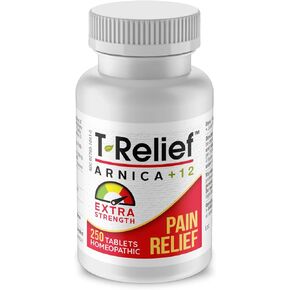 MediNatura T-Relief Extra Strength Arnica +12 Natural Homeopathic Actives for Joint Muscle Aches Pains & Soreness for Women & Men - 250 Tablets