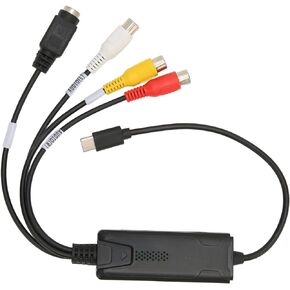 USB Type C 2.0 Capture Card Type C Sound Video Capture Card Black Abs Type C Sound Video Capture Card RCA to USB Converter Adapter for Vista Xp for Os X for Windows 10 8.1 8 7