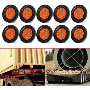 10PCS 2.5" Inch Round Amber Trailer LED Side Marker Clearance Lights Kit IP67 Waterproof 13 LED w/Grommets and 2 Prong Pigtails for 12V Truck Trailer RV Van Boat