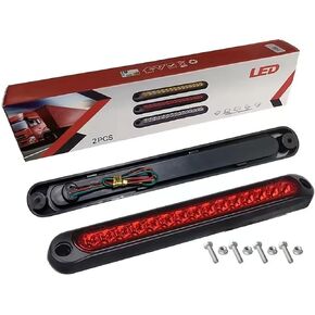 2pcs 15LEDs Trailer Brake Tail Light Bar Stop Turn Signal Lights Assembly Running Identification Clearance Strip for Wrangler Boat Golf Cart Offroad Truck RV UTV ATV (Red Lights,10V-30V)