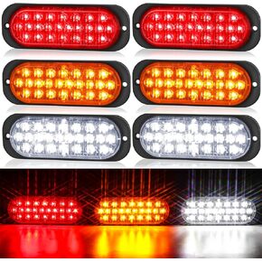 LINKITOM Oval Aluminum Housing Ultra Slim Trailer Lights, 24-LED Brake Turn Signal Side Marker Tail Lights for Boat Trailer Truck RV [DOT Certified] [IP67] (2 Red + 2 Amber)