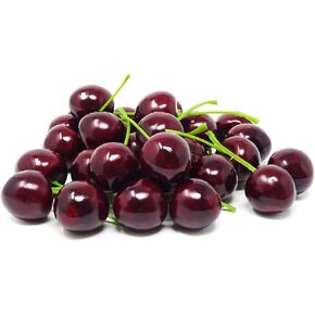 HONBAY 30PCS 2.5cm/1inch Lifelike Artificial Cherry Realistic Fake Fruit Cherries Simulation Fruit Model Props for Home, Garden, Store Cabinet, Photography, Christmas, Harvest Festival Decoration