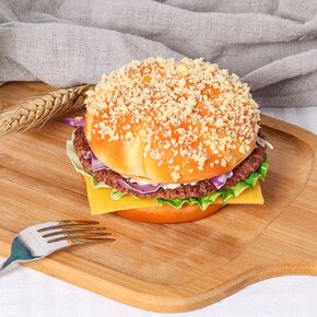 1Pcs Artificial Hamburger Fake Burger Simulation Realistic Bread Model Photography Prop for Home Kitchen Party Decoration (Round Hamburger)