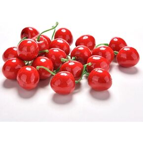 50PCS/lot Mini Fake Red Cherry Plastic Fruit Small Berries Artificial Flower Stamen Pearlized Wedding Christmas Party Decoration