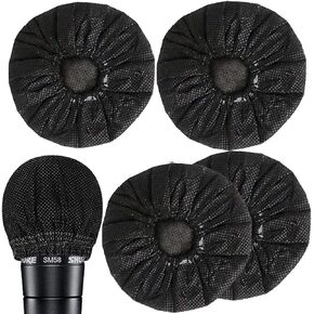200 Pieces Disposable Microphone Cover Microphone Cover Windscreen Mic Cover Protective Cap for KTV Recording Room News Gathering, 3 Inch (Black)