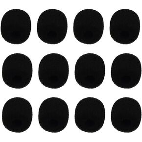 12 Pack Foam Microphone Windscreen, Black Mini Mic Foam Covers for Small Lapel Lavalier and Headset Microphone Windscreen to Protect Microphone from Noises Wind interference (Caliber 0.24inch)