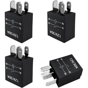 2 PCS 4 Pin Starter Relay, 12V 30A Heavy Duty Stable Relay Replacement for Motor Automotive, Multi-Purpose Waterproof Auto Standard Relay, Universal Car Accessories (4 Pin, 2 PCS)