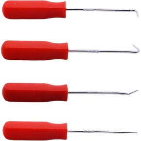 4 Piece Removal Hook Heavy Duty Hook Tool Set, Precision Automotive Hook Set 90 Degree Pick Hook for Car Auto Oil Seal/O-Ring Seal Gasket Mini Precision Hooks Puller Remover