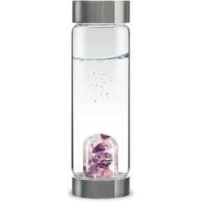 VitaJuwel ViA WELLNESS - Crystal Water Bottle with Amethyst, Rose Quartz & Clear Quartz