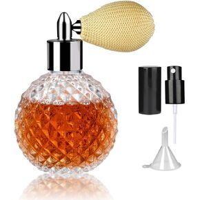 LINALL Perfume Bottle Vintage Atomizer Spray Bottle for Cocktail 100ml/3.4oz Empty Refillable Perfume Atomizer Glass Bottle Great for Perfume Home Decoration