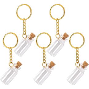 5 Pcs Small Glass Bottles With Cork Lids,2ml Mini Glass Wishing Bottles Empty Spell Jars with Stoppers Message Glass Bottles Tiny Glass Jars with Cork Stoppers for DIY Crafts Chrismas Tree Decoration
