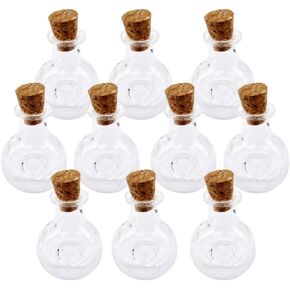 10 Pieces Mini Glass Bottle Cute Jars Vials with cork Wish Bottle glass vial pendant (Square)