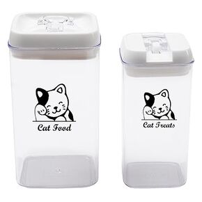 Pethiy Cat Food and pet Cat Treats Storage Container-Clear Plastic-airtight Storage Canister Tins cookie pet jars(Two-piece set)