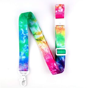 EASTEX Tie Dye Lanyard Keychain - Adjustable Length Breakaway Lanyards for ID Badges - Rainbow Keychain Lanyards for Keys Fob - Hippie ID Card Holder for Men Women Kids Teacher Gift