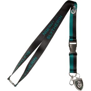 Harry Potter Slytherin House Reversible Breakaway Keychain Lanyard with ID Holder, Metal Charm and Collectible Sticker