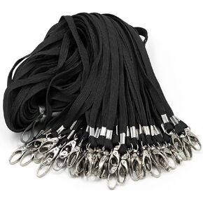 100 Pack Lanyards Bulk Lanyard for Office Id Badges Flat Lanyard with Badge Clip Swivel Hook (100 Pack, Green)