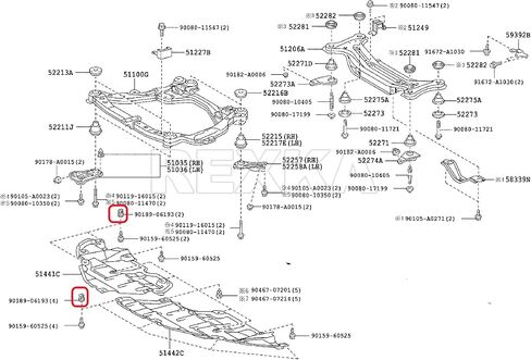Rexka 10 قطعة المصد الأمامي دعم سبلاش درع تحت غطاء النايلون الجوز جروميت M5.5 المسمار 90189-06193 لتويوتا لكزس in Kuwait