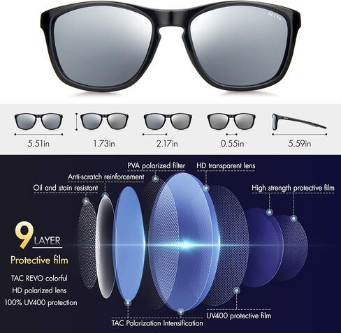 Polarized Sunglasses for Men and Women 100% UV Protection Sports Sunglasses Running Cycling Hiking Driving Rectangular in Saudi Arabia