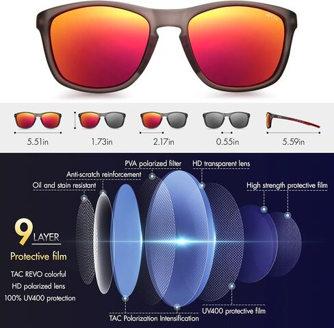 نظارات شمسية مستقطبة للرجال والنساء، حماية 100% من الأشعة فوق البنفسجية، نظارات شمسية رياضية للجري وركوب الدراجات والمشي لمسافات طويلة والقيادة مستطيلة in Kuwait
