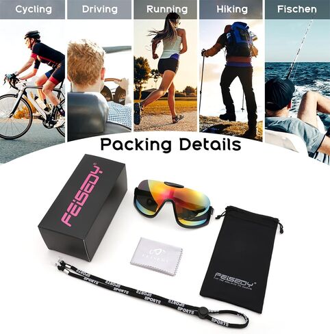 FEISEDY Sunglasses Men Women Oversized Fashion Sports Baseball Fishing Skiing Running Golf Adults Teens Half Frame B0012 in Saudi Arabia