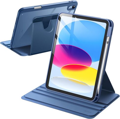 JETech Rotating Case for iPad 10 (10.9-Inch, 2022 Model, 10th Generation) with Pencil Holder, 360 Degree Rotation Protective Stand Cover Clear Back, Auto Wake/Sleep (Black) in Saudi Arabia