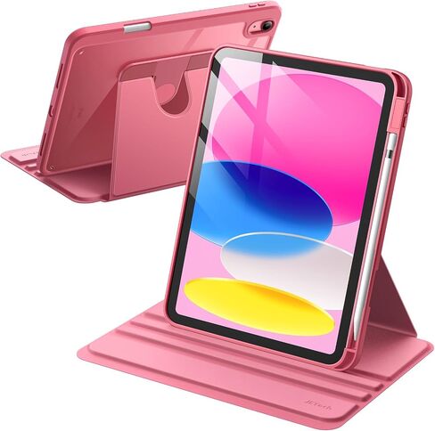 JETech Rotating Case for iPad 10 (10.9-Inch, 2022 Model, 10th Generation) with Pencil Holder, 360 Degree Rotation Protective Stand Cover Clear Back, Auto Wake/Sleep (Black) in Saudi Arabia