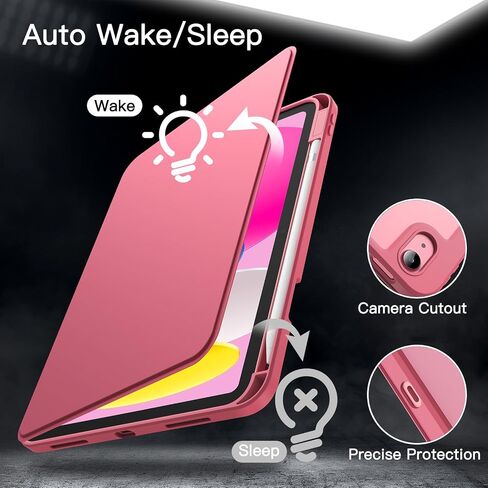 JETech Rotating Case for iPad 10 (10.9-Inch, 2022 Model, 10th Generation) with Pencil Holder, 360 Degree Rotation Protective Stand Cover Clear Back, Auto Wake/Sleep (Black) in Saudi Arabia