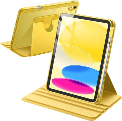 JETech Rotating Case for iPad 10 (10.9-Inch, 2022 Model, 10th Generation) with Pencil Holder, 360 Degree Rotation Protective Stand Cover Clear Back, Auto Wake/Sleep (Black) in Saudi Arabia