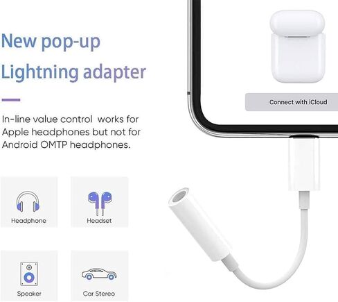 [Apple MFi Certified] 2 Pack Lightning to 3.5 mm Headphone Jack Adapter, Veetone iPhone 3.5mm AUX Audio Stereo Headphone Dongle Earphone Digital Connector for iPhone 14 13 12 11 XS Mini XR SE X 8 iPad in Saudi Arabia