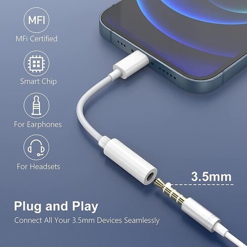 [Apple MFi Certified] 2 Pack Lightning to 3.5 mm Headphone Jack Adapter, Veetone iPhone 3.5mm AUX Audio Stereo Headphone Dongle Earphone Digital Connector for iPhone 14 13 12 11 XS Mini XR SE X 8 iPad in Saudi Arabia