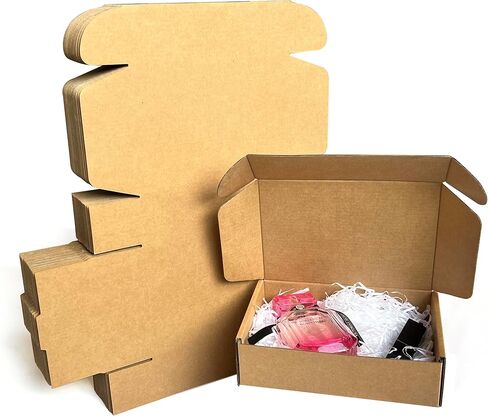 مجموعة صناديق الشحن مكونة من 50 صندوقًا من الورق المقوى المموج الصغير مقاس 4 × 4 × 2 بوصة للحزمة، صناديق بريد متينة ممتازة لتعبئة الأعمال الصغيرة in Kuwait