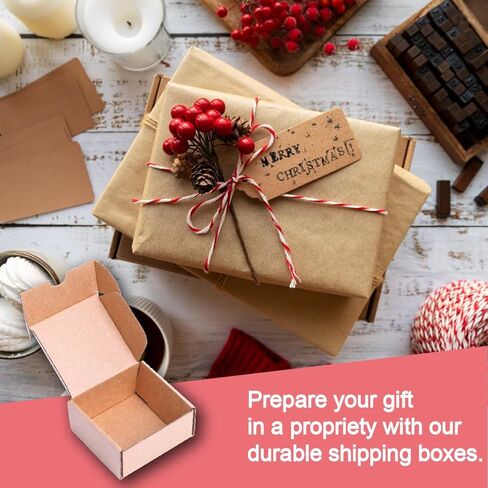 مجموعة صناديق الشحن مكونة من 50 صندوقًا من الورق المقوى المموج الصغير مقاس 4 × 4 × 2 بوصة للحزمة، صناديق بريد متينة ممتازة لتعبئة الأعمال الصغيرة in Kuwait