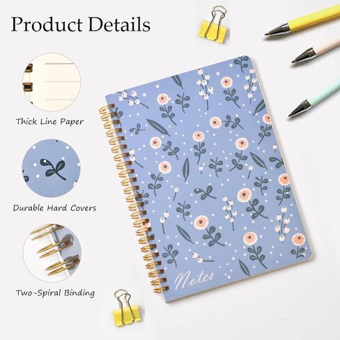 Spiral Notebook-3 Pack A5 Lined Journal Notebooks, 8.3'' x 5.8'' Spiral Notebook, Small Cute Notebooks for Women, College Lined Notebook for Office & School Supplies in Saudi Arabia