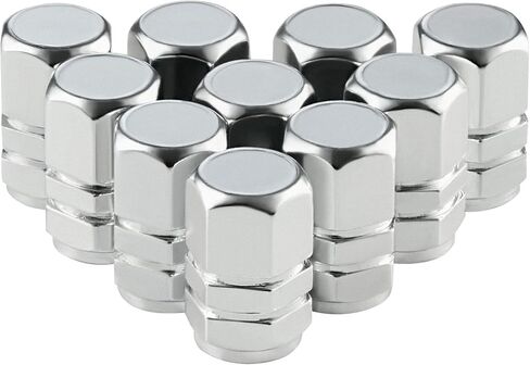 أغطية صمامات الإطارات (عبوة من 10 قطع) أغطية جذعية عالمية للسيارات وسيارات الدفع الرباعي والدراجات والشاحنات والدراجات النارية | الثقيلة | ختم محكم | التصميم السداسي| سبائك ألومنيوم خفيفة الوزن | المسمار على in Kuwait