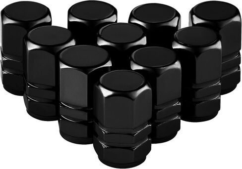 Tire Valve Caps (10-Pack) Universal Stem Covers for Cars, SUVs, Bike and Bicycle, Trucks, Motorcycles | Heavy-Duty | Airtight Seal | Hexagon Design| Light-Weight Aluminum Alloy | Screw-On in Saudi Arabia
