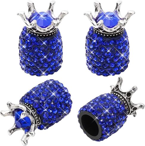 SAVORI Bling Valve Stem Caps, 4 Pack Handmade Crystal Rhinestone Universal Dustproof Tire Valve Caps for Car Auto Bike Wheels Women Bling Car Accessories (Crown Black) in Saudi Arabia