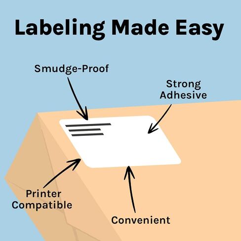 ملصقات بريدية بيضاء من Premium Label Supply - 4 بوصات × 1.33 بوصة - متوافقة مع الليزر/النافثة للحبر - (14 ملصقًا/ورقة)، 25 ورقة - 350 ملصقًا لاصقًا إجماليًا in Kuwait