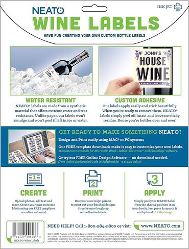 Wine Bottle Labels - 10 Sheets. 40 Bottle & Neck Labels - Make Your Own Custom Printable & Customized Wine Labels - Super Glossy & Waterproof Wine Label Stickers for Inkjet & Laser Printers in Kuwait