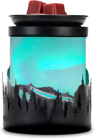 جهاز تسخين الشمع الكهربائي، جهاز تسخين الشمع بتأثير الأضواء القطبية الديناميكية، جهاز تسخين الشمع لإذابة الشمع المعطر، موقد الشمع لمكتب ديكور المنزل، هدايا عيد الميلاد للنساء (تأثير أورورا دوار - 7 ألوان) in Kuwait