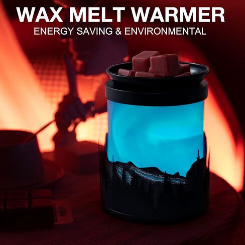 جهاز تسخين الشمع الكهربائي، جهاز تسخين الشمع بتأثير الأضواء القطبية الديناميكية، جهاز تسخين الشمع لإذابة الشمع المعطر، موقد الشمع لمكتب ديكور المنزل، هدايا عيد الميلاد للنساء (تأثير أورورا دوار - 7 ألوان) in Kuwait