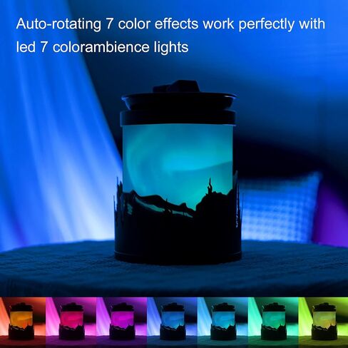 جهاز تسخين الشمع الكهربائي، جهاز تسخين الشمع بتأثير الأضواء القطبية الديناميكية، جهاز تسخين الشمع لإذابة الشمع المعطر، موقد الشمع لمكتب ديكور المنزل، هدايا عيد الميلاد للنساء (تأثير أورورا دوار - 7 ألوان) in Kuwait