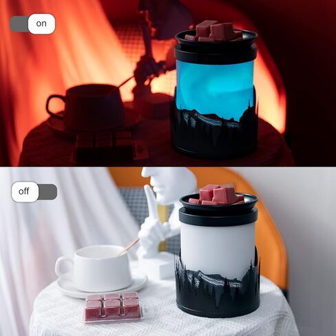 جهاز تسخين الشمع الكهربائي، جهاز تسخين الشمع بتأثير الأضواء القطبية الديناميكية، جهاز تسخين الشمع لإذابة الشمع المعطر، موقد الشمع لمكتب ديكور المنزل، هدايا عيد الميلاد للنساء (تأثير أورورا دوار - 7 ألوان) in Kuwait