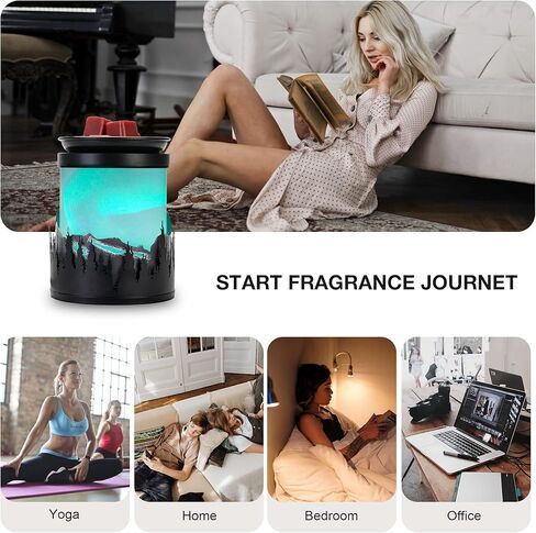 جهاز تسخين الشمع الكهربائي، جهاز تسخين الشمع بتأثير الأضواء القطبية الديناميكية، جهاز تسخين الشمع لإذابة الشمع المعطر، موقد الشمع لمكتب ديكور المنزل، هدايا عيد الميلاد للنساء (تأثير أورورا دوار - 7 ألوان) in Kuwait